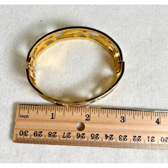 Gold Tone Hinged Bracelet with Silver Tone Smiling Dolphins - Picture 5 of 5
